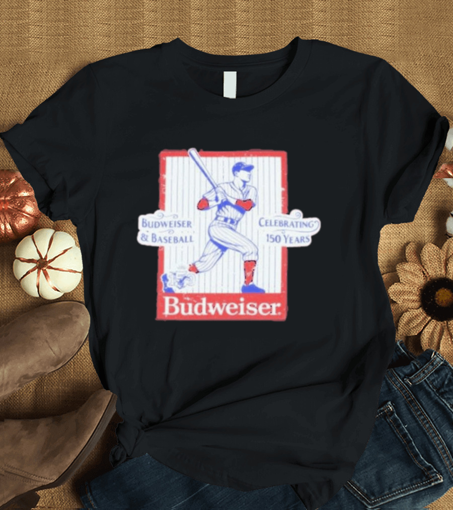 Budweiser Baseball Celebrating 150 Years Vintage Iconic Batter T-Shirt