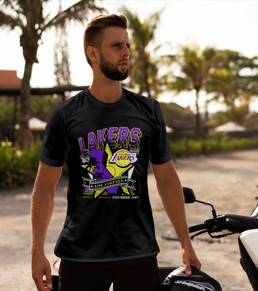 Los Angeles Lakers Founded 1947 NBA Team California Map T-Shirt