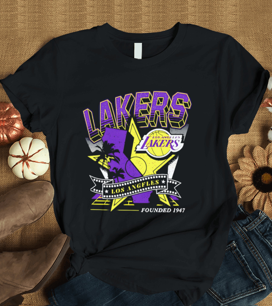 Los Angeles Lakers Founded 1947 NBA Team California Map T-Shirt