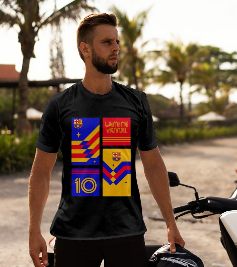 FC Barcelona Lamine Yamal 10 Vibes With Team Colors And Crest T-Shirt