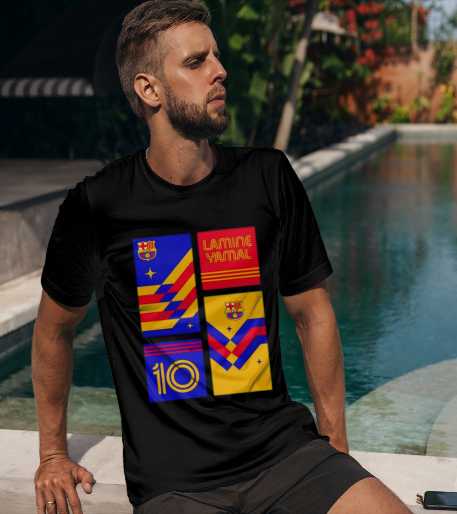 FC Barcelona Lamine Yamal 10 Vibes With Team Colors And Crest T-Shirt