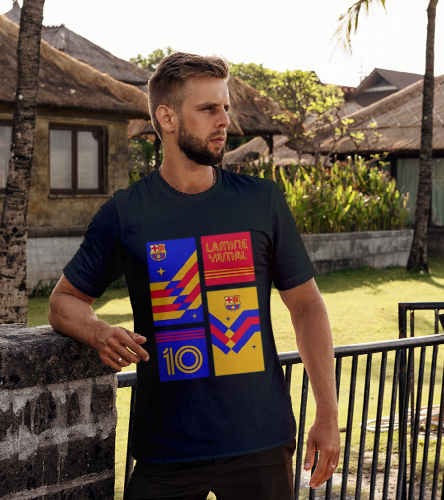 FC Barcelona Lamine Yamal 10 Vibes With Team Colors And Crest T-Shirt