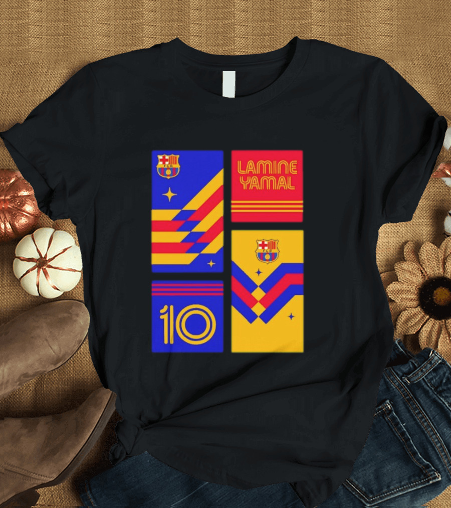 FC Barcelona Lamine Yamal 10 Vibes With Team Colors And Crest T-Shirt