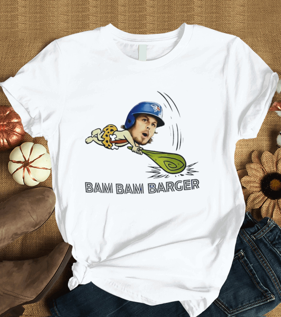Bam Bam Barger Blue Jays Baseball Cartoon Helmet Bat T-Shirt