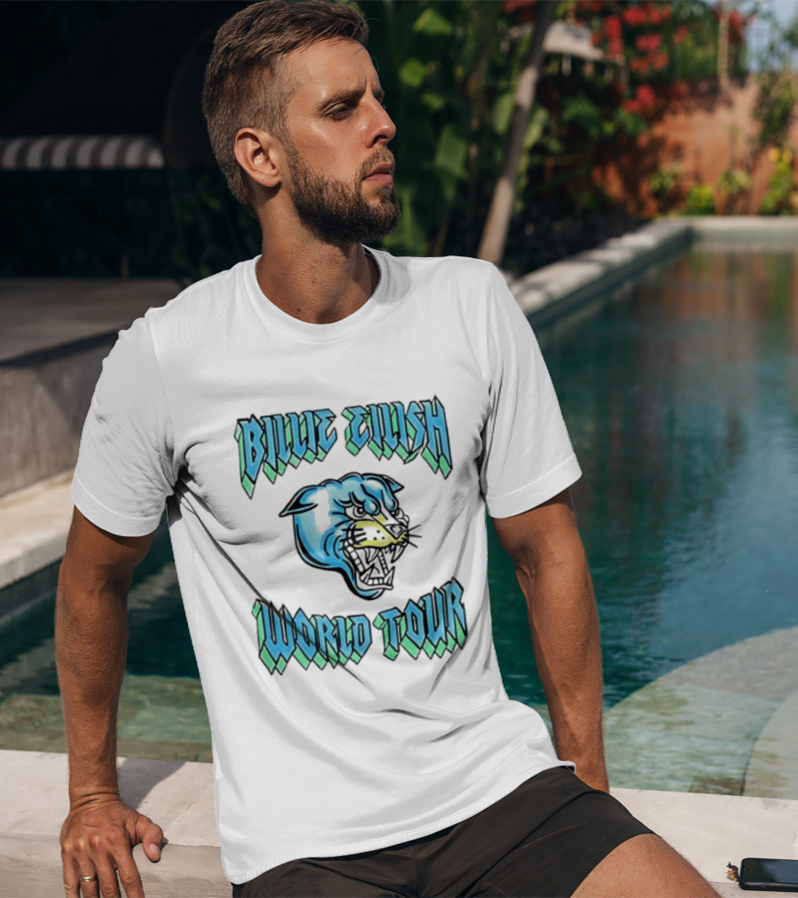 Billie Eilish World Tour Blue Panther Head T-Shirt
