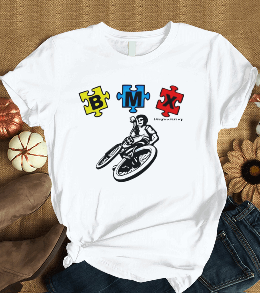 BMX Puzzle Pieces Bike Rider Autism T-Shirt