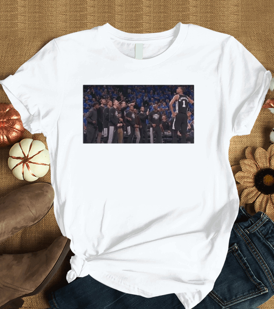 Victor Wembanyama Cold Celebration Against OKC In Black Jersey T-Shirt