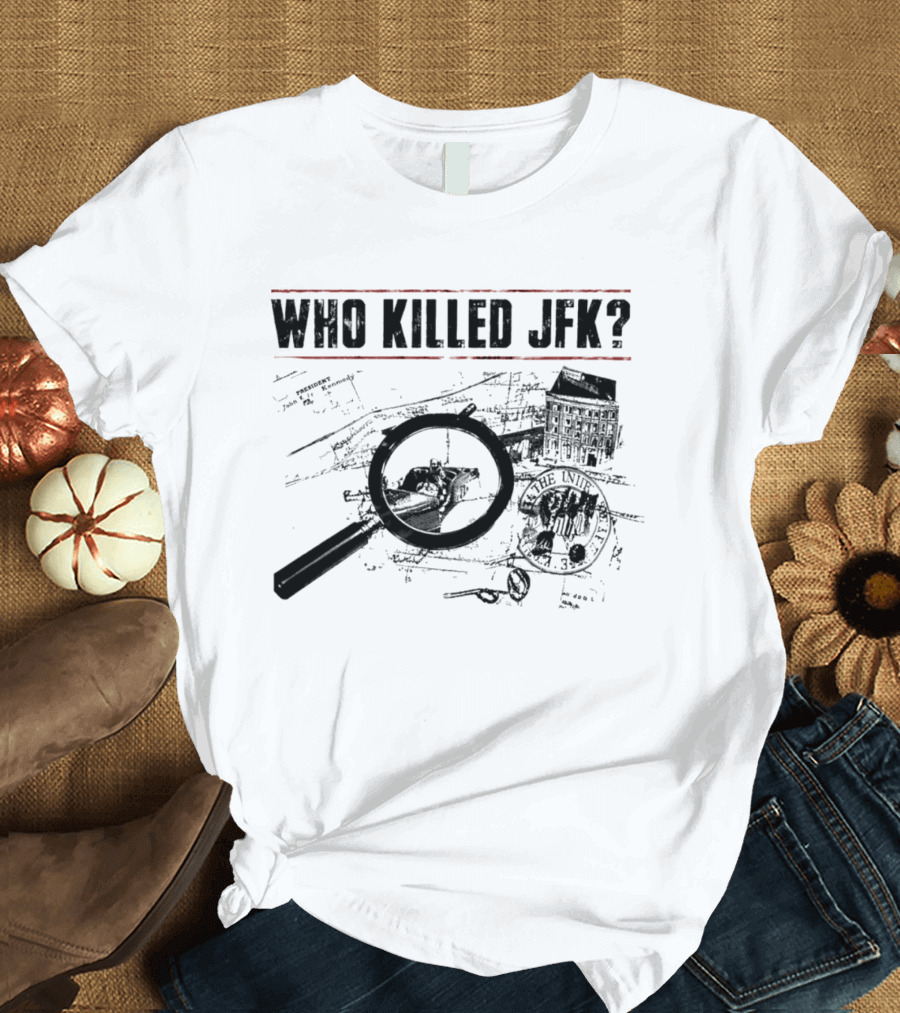 Who Killed JFK Investigation Files Magnifying Glass Blueprint T-Shirt