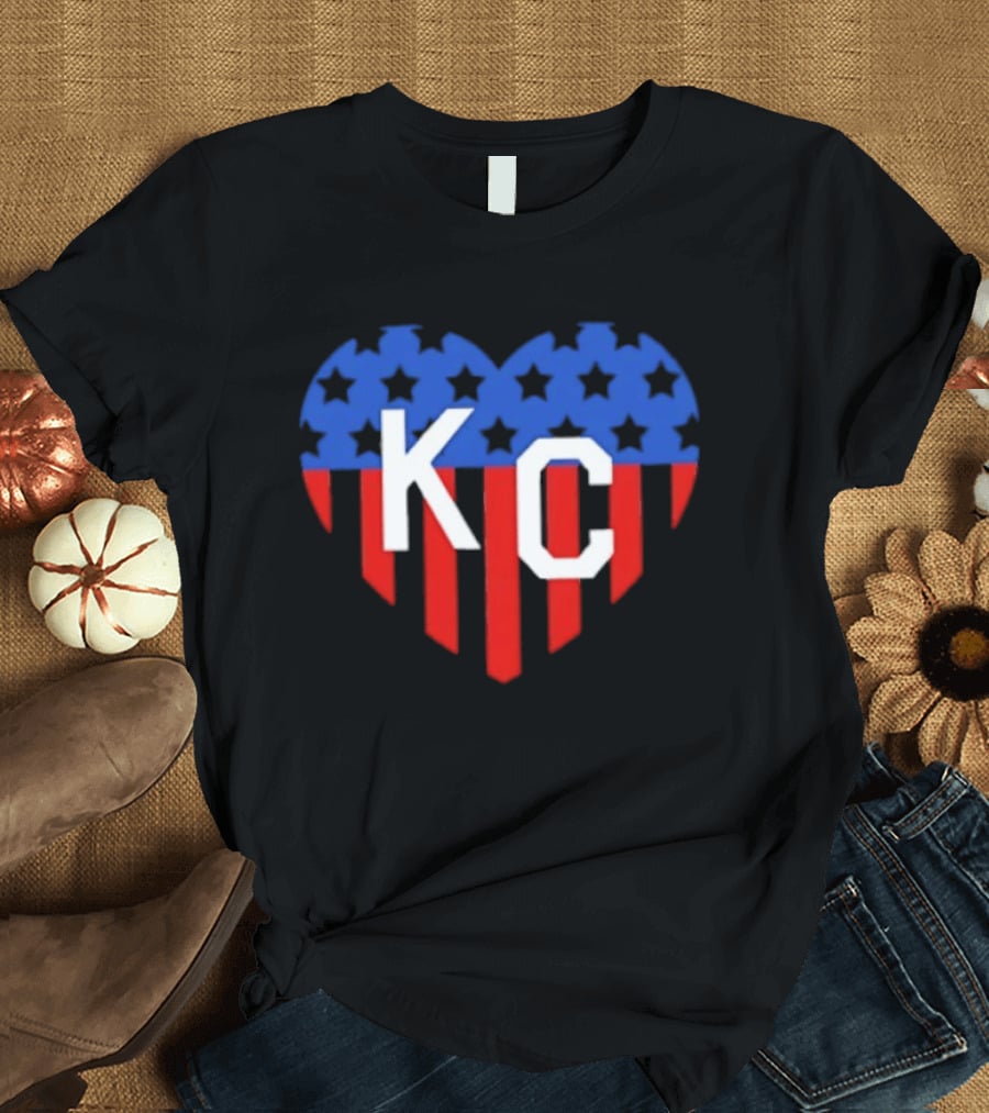 USA Stars Stripes Heart KC Kansas City T-Shirt