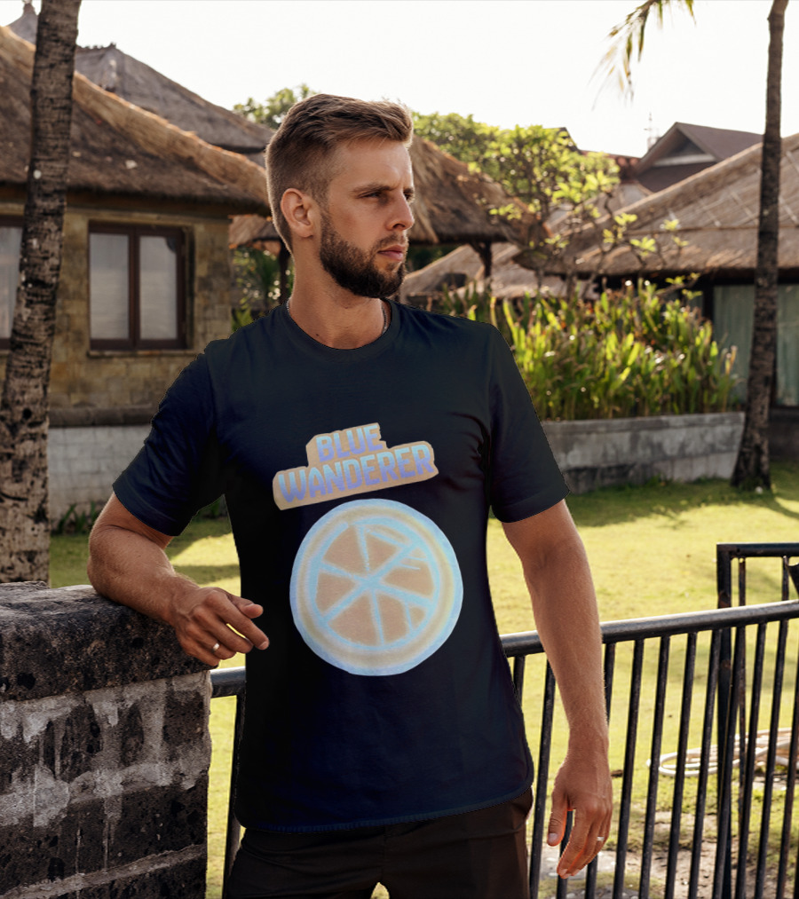 Blue Wanderer Basketball Neon Glow Circle T-Shirt