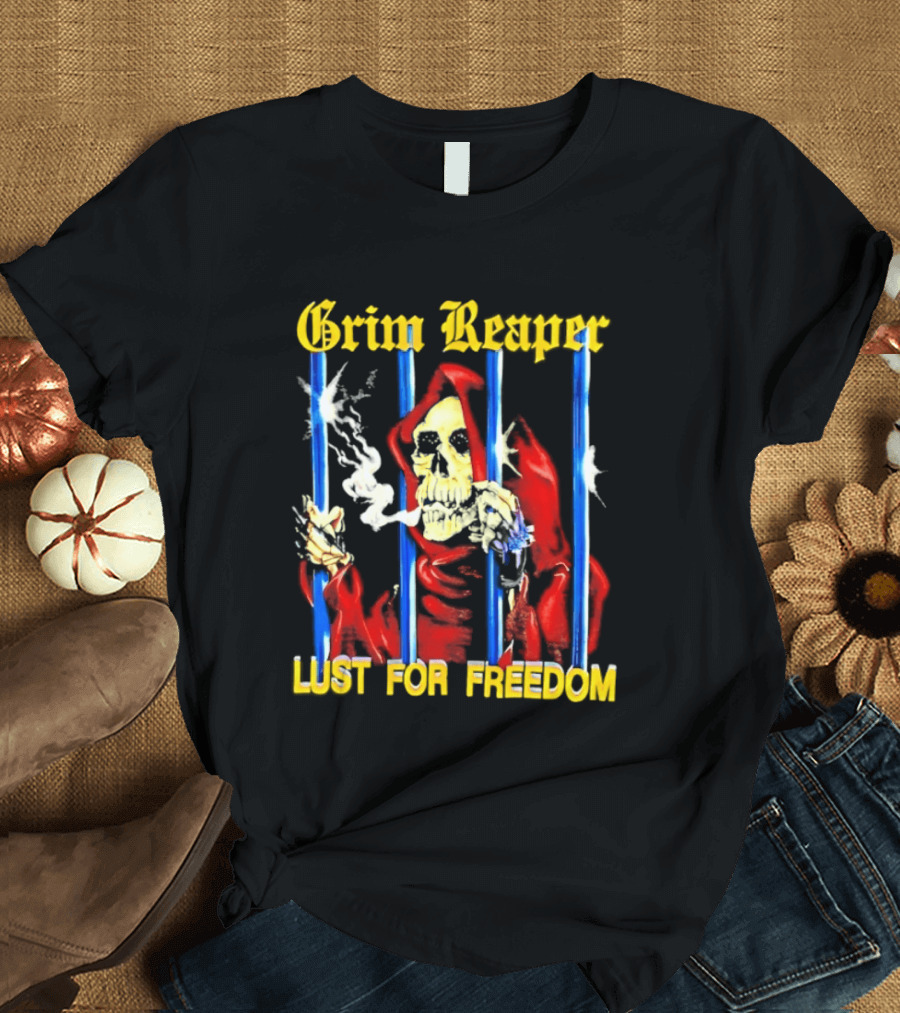 Grim Reaper Behind Bars Lust For Freedom T-Shirt