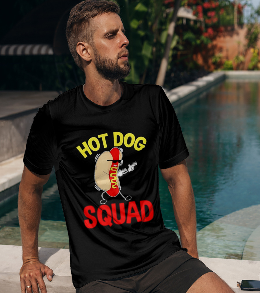 Hot Dog Squad Funny Cartoon Mustard Enthusiasts T-Shirt