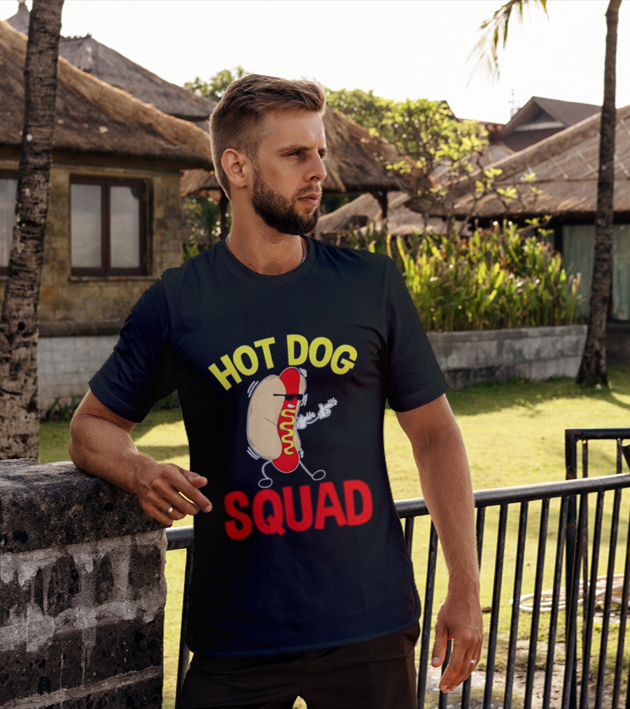 Hot Dog Squad Funny Cartoon Mustard Enthusiasts T-Shirt
