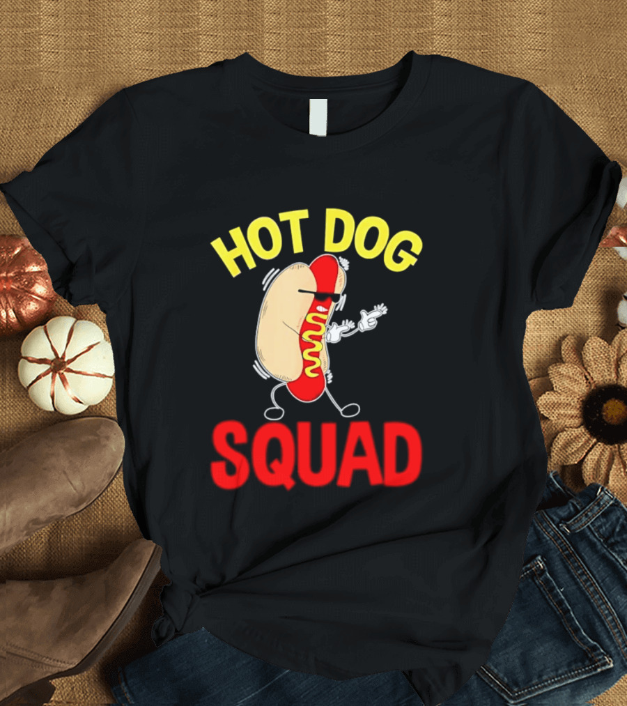 Hot Dog Squad Funny Cartoon Mustard Enthusiasts T-Shirt