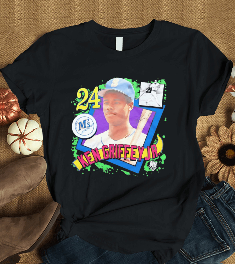 24 Ken Griffey Jr Seattle Mariners M's Topps 75 Remix Graffiti T-Shirt
