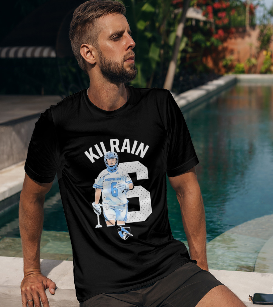 Kilrain 6 Hopkins Lacrosse Player With Blue Jay T-Shirt