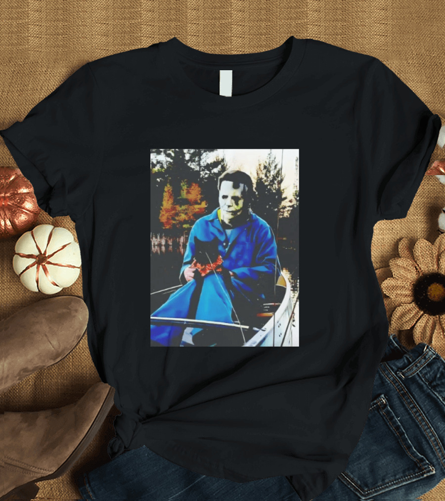 Michael Myers Lake Fishing With Cat In Boat T-Shirt