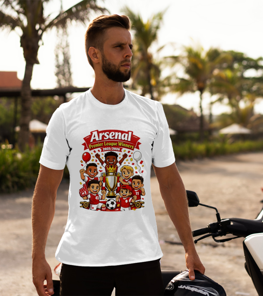 Arsenal Premier League Winners 2025 2026 Cartoon Champions Celebration T-Shirt