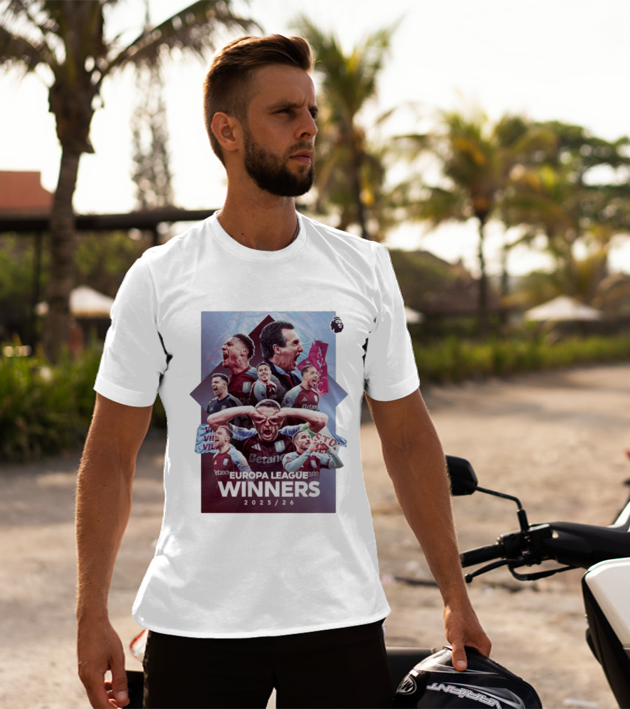 Aston Villa Europa League Champions 2025 2026 Betano Premier League T-Shirt