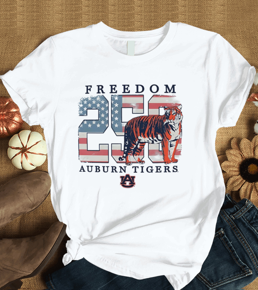 Freedom 250 Auburn Tigers Americana Flag Tiger T-Shirt