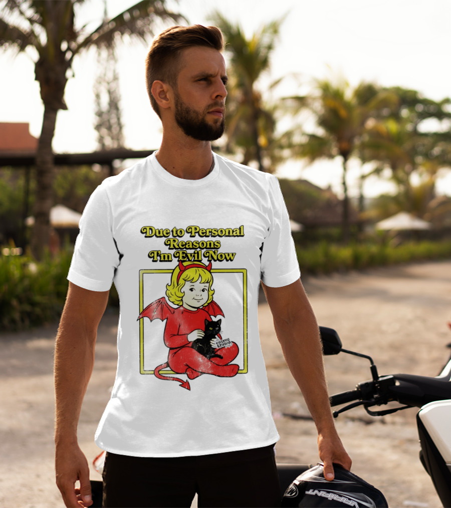 Due To Personal Reasons I'm Evil Now Baby Devil Costume With Black Cat T-Shirt