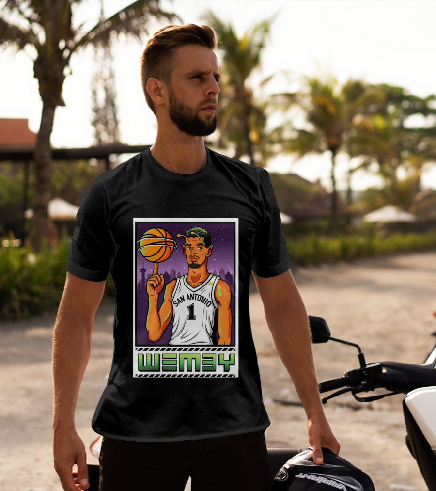 Wembanyama San Antonio Spurs Wemby Giclee Basketball Star Number 1 T-Shirt