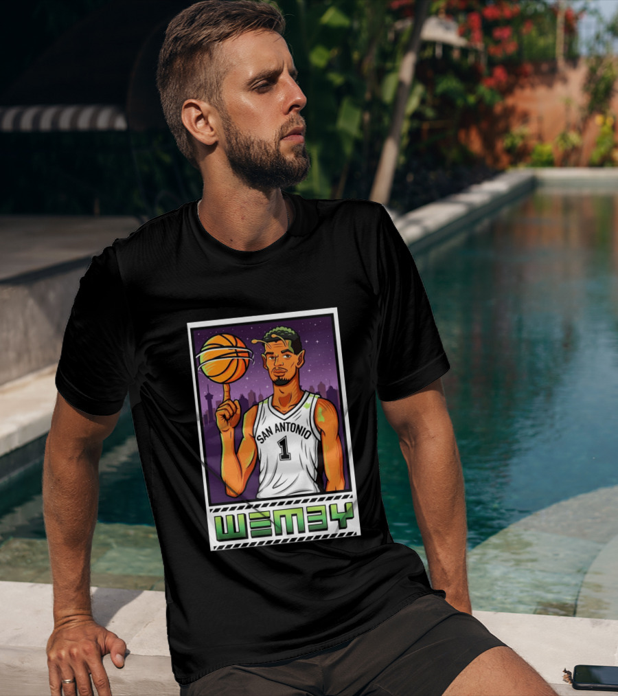 Wembanyama San Antonio Spurs Wemby Giclee Basketball Star Number 1 T-Shirt
