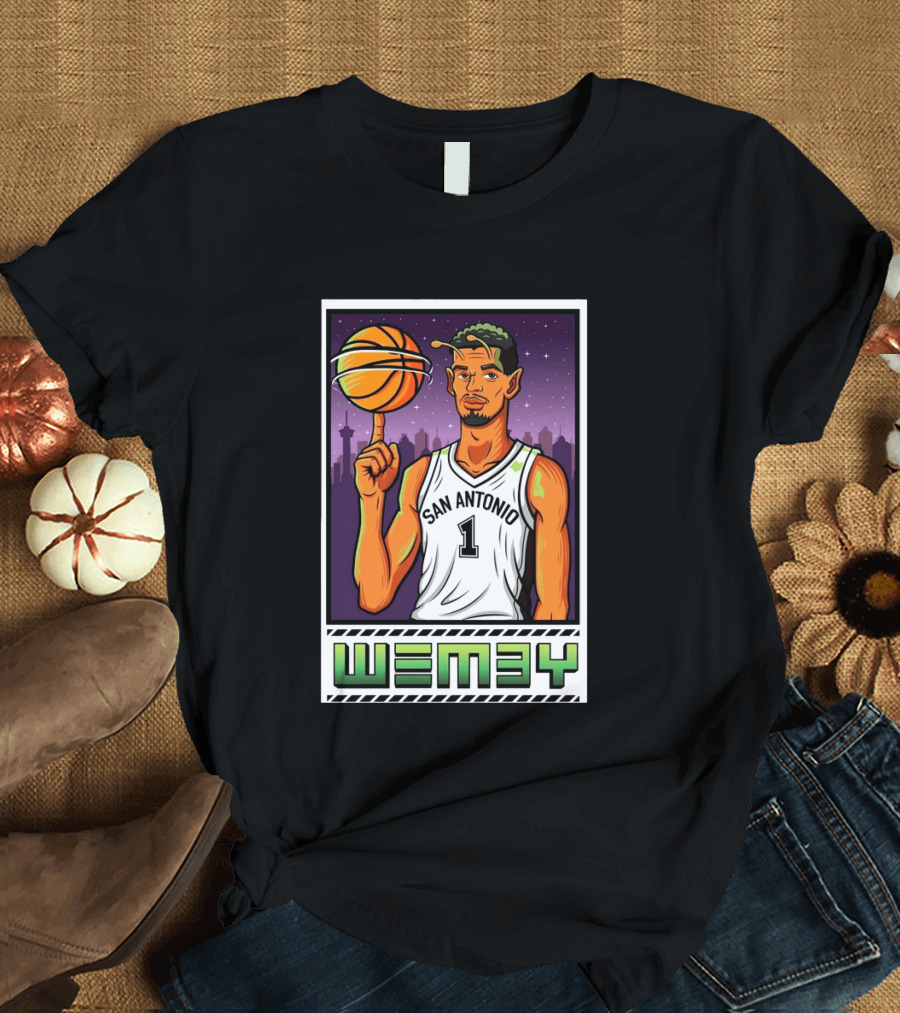 Wembanyama San Antonio Spurs Wemby Giclee Basketball Star Number 1 T-Shirt