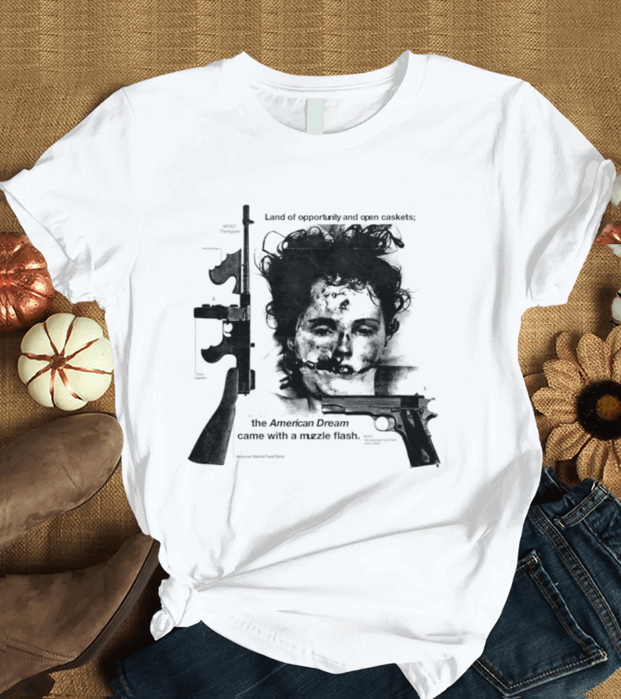 Land Of Opportunity Open Caskets American Dream Muzzle Flash T-Shirt