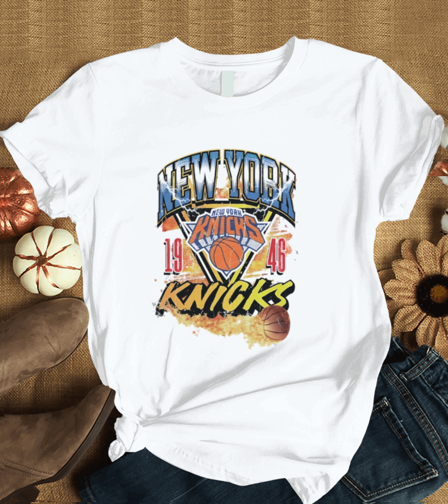 New York Knicks 1946 Basketball On Fire T-Shirt