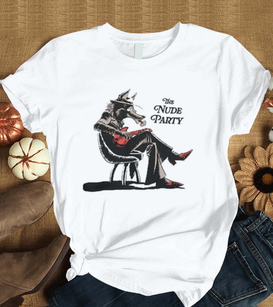 The Nude Party Wolf Playing Electric Guitar T-Shirt