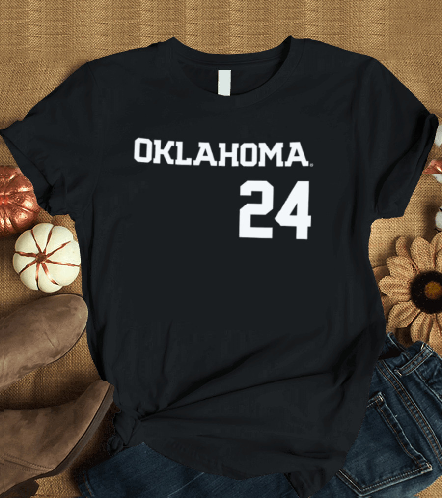 Oklahoma 24 Audrey Lowry Sooners Softball Name And Number Two Sided T-Shirt