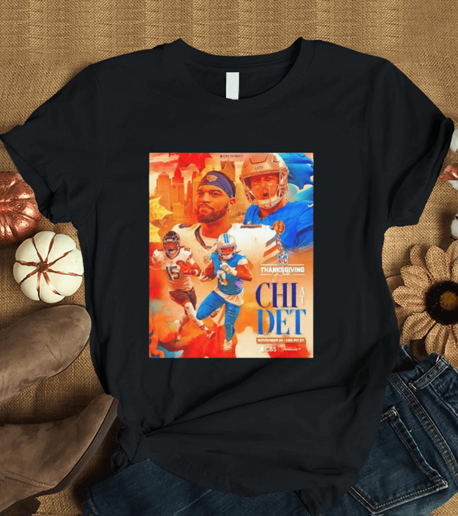 NFL Thanksgiving Day Game Chicago Bears Vs Detroit Lions Nov 26 CBS Sports T-Shirt