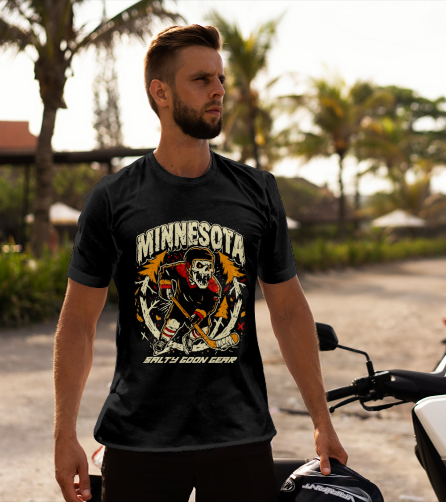 Minnesota Wild Salty Goon Hockey Skeleton T-Shirt