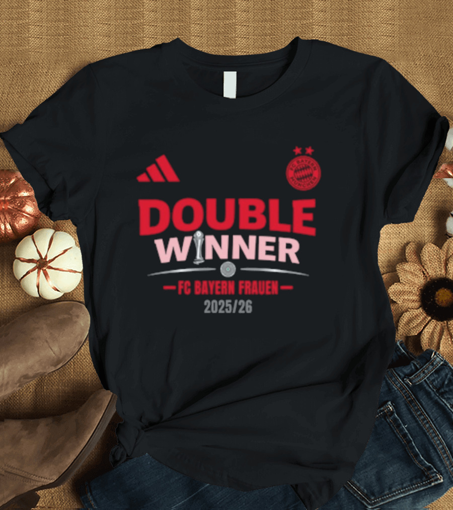 Double Winner FC Bayern Frauen 2025 26 Bundesliga Champions T-Shirt