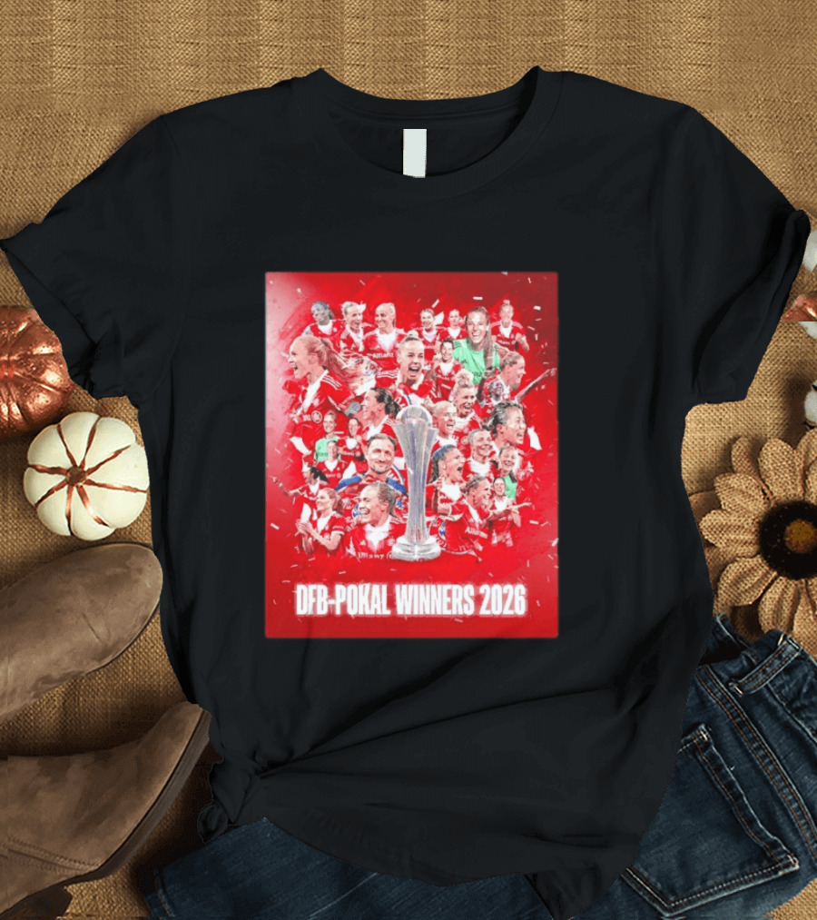 FC Bayern Frauen DFB Pokal Winners 2026 Celebration Montage T-Shirt