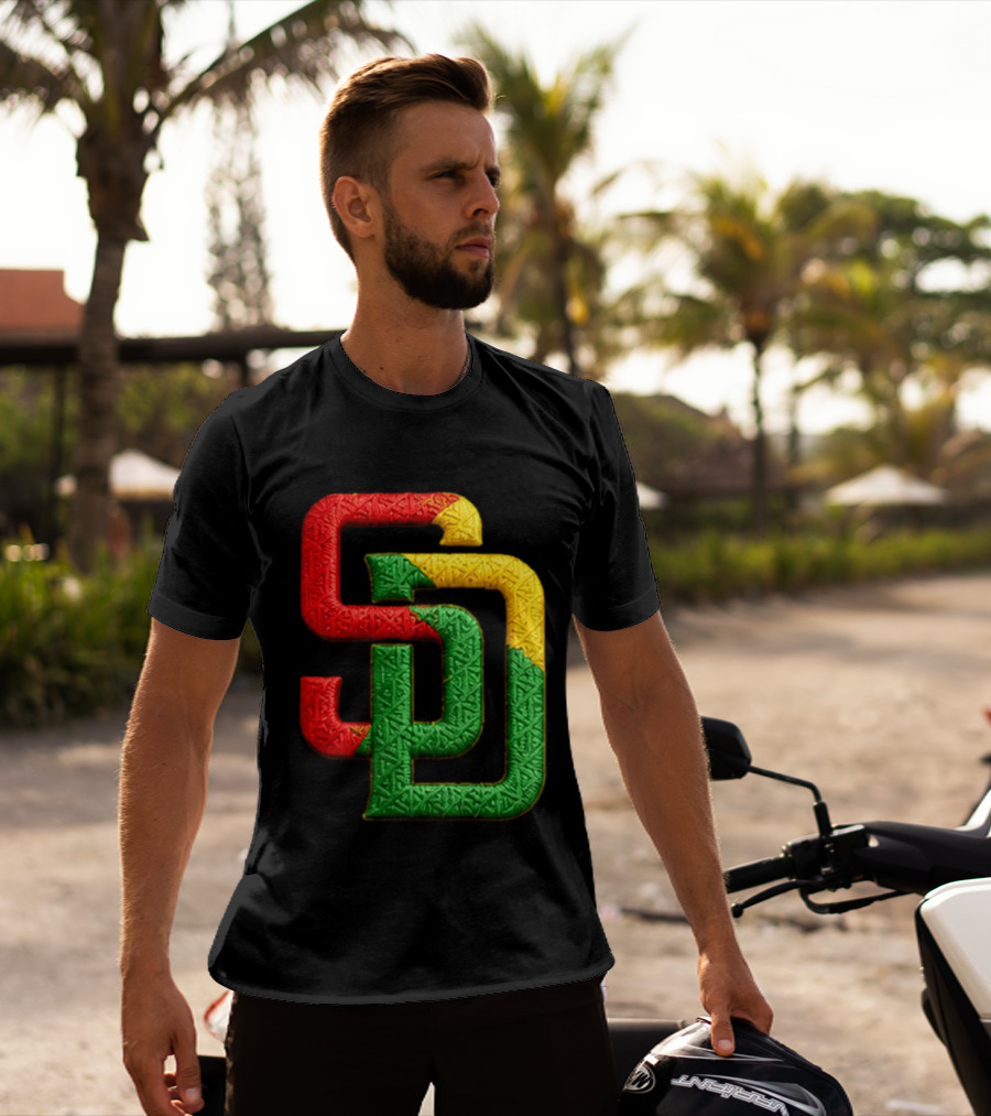 Padres African American Heritage 2026 Giveaway SD Red Gold Green T-Shirt