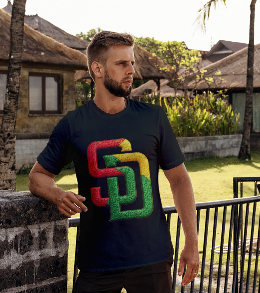 Padres African American Heritage 2026 Giveaway SD Red Gold Green T-Shirt