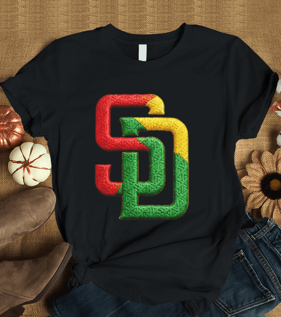 Padres African American Heritage 2026 Giveaway SD Red Gold Green T-Shirt