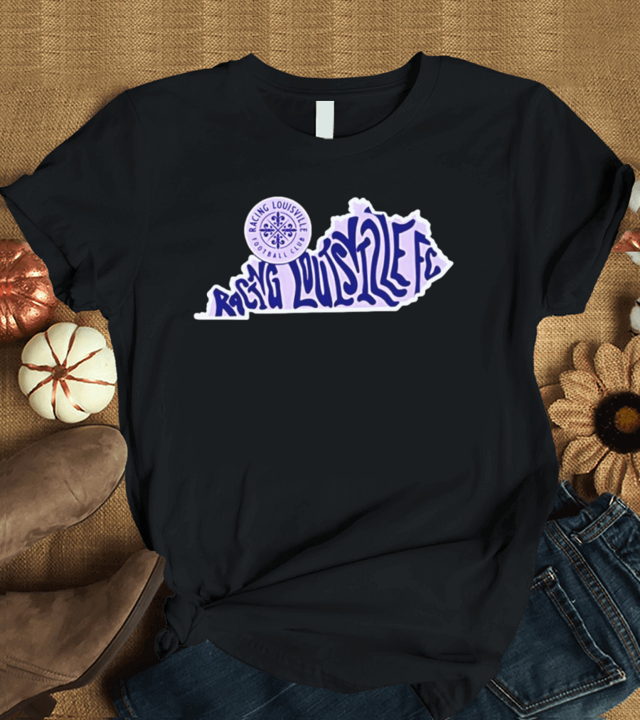 Racing Louisville FC Groovy Team State Kentucky Map T-Shirt