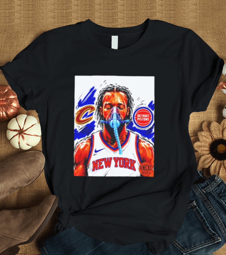 New York Knicks Jalen Brunson Vs Detroit Pistons Cleveland Cavaliers Matchup Knicks Mexico T-Shirt