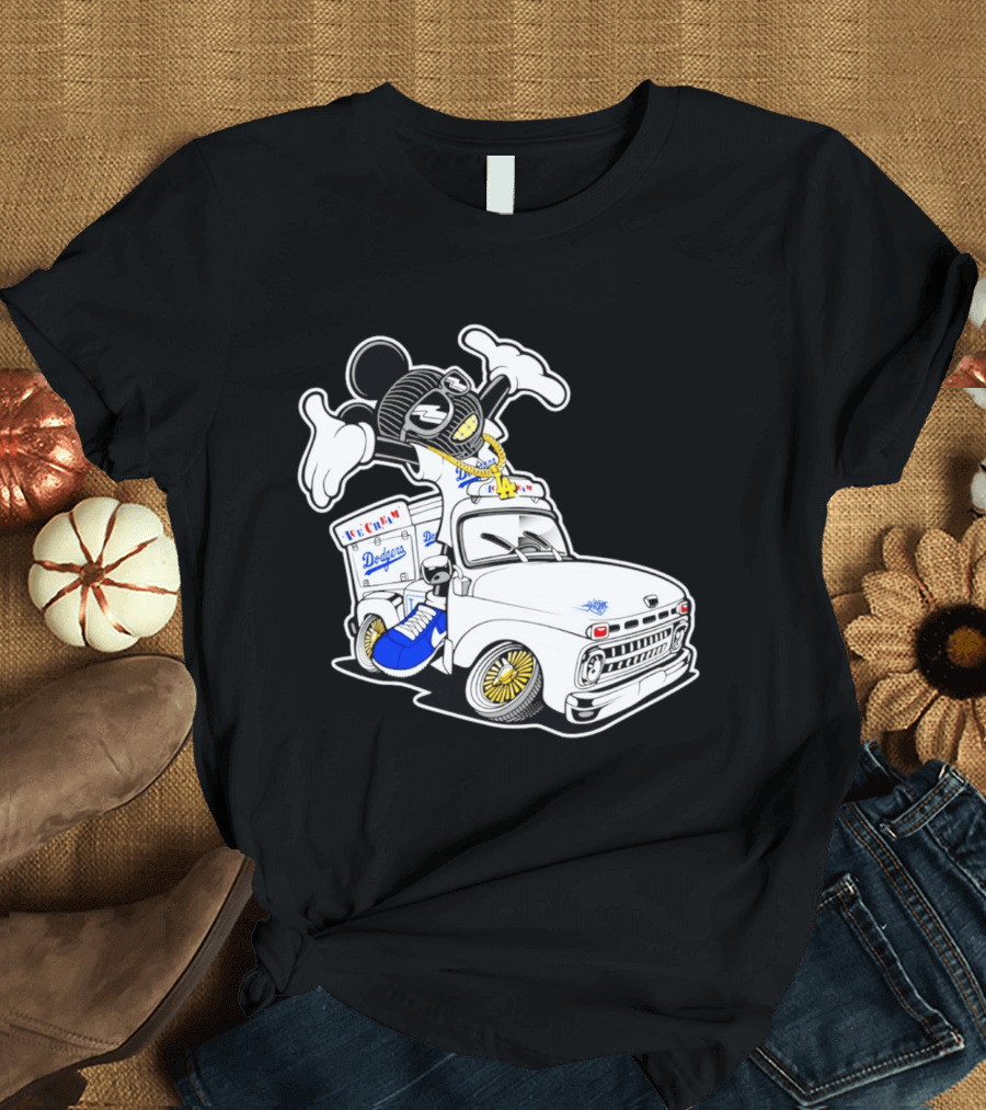 Los Angeles Dodgers Mickey Ice Cream Truck Sneaker Chain T-Shirt