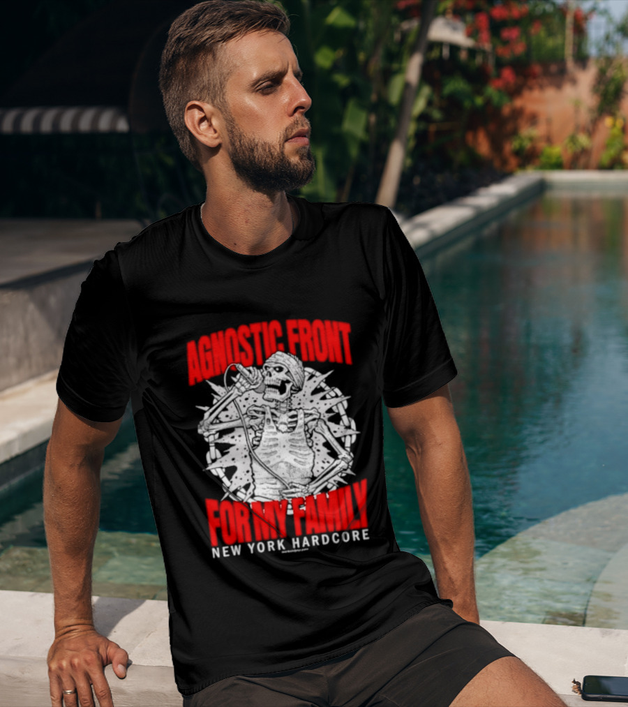 Agnostic Front Skeleton For My Family New York Hardcore T-Shirt