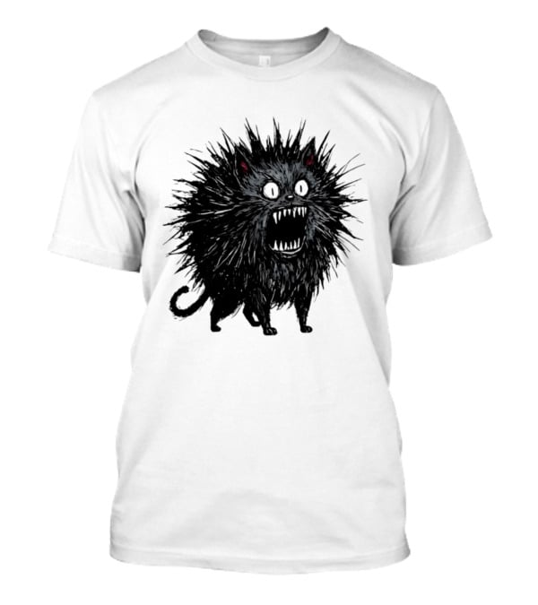 Angry Spiky Black Cat Meme Wild Expression T-Shirt
