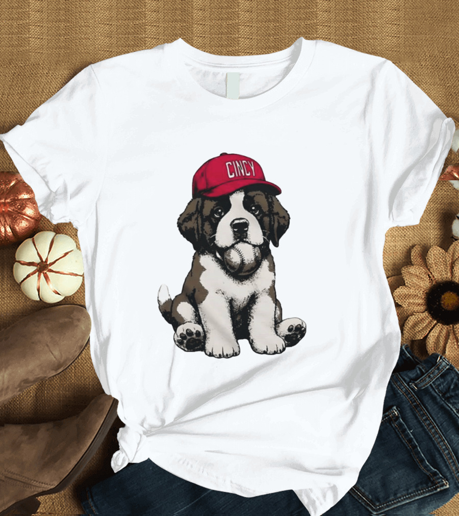 Cincinnati Reds Cincy Puppy Baseball Hat T-Shirt