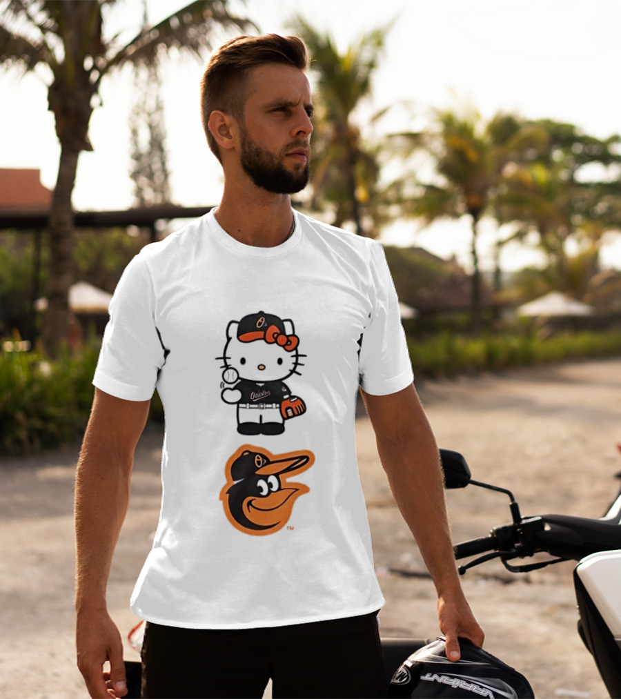 Hello Kitty Baltimore Orioles Baseball Fan Merchandise T-Shirt
