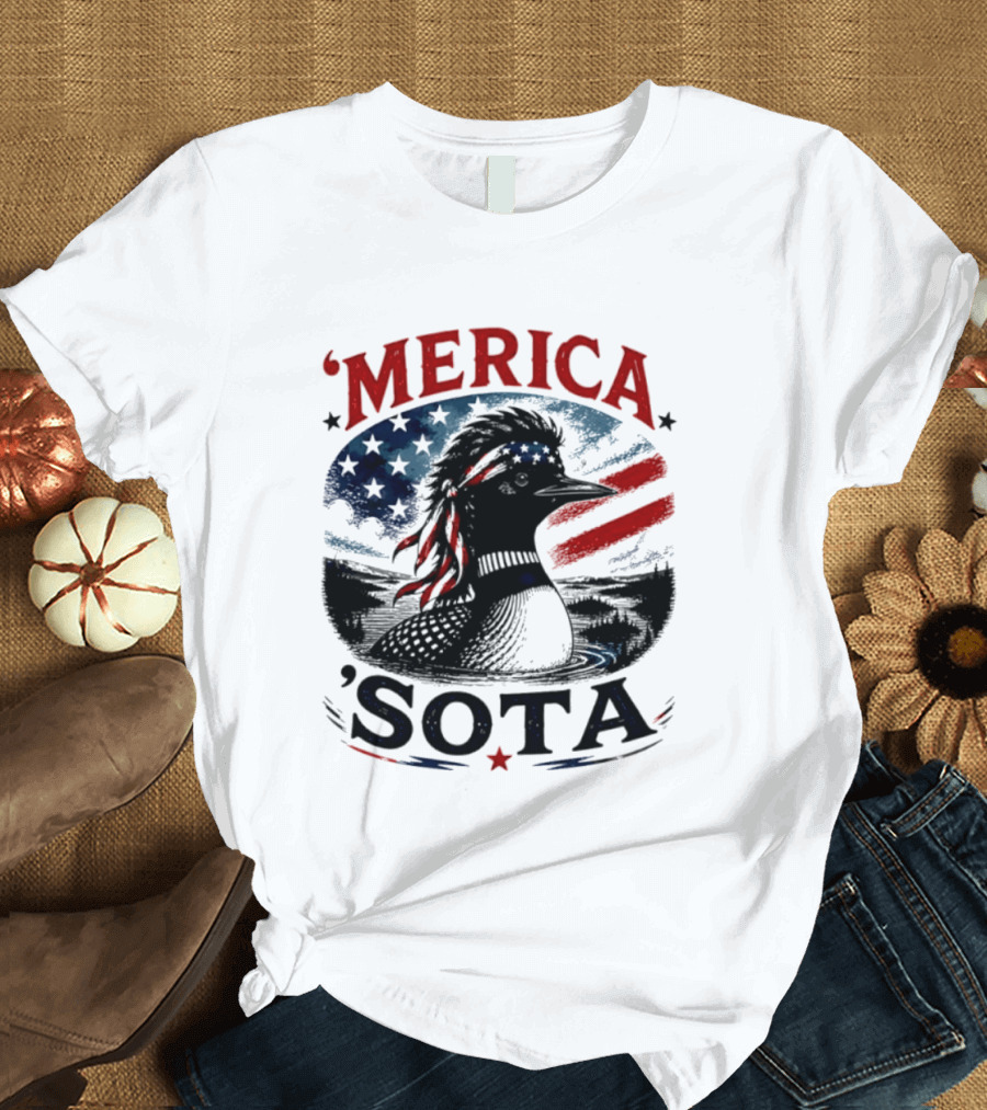 Merica 'Sota Loon Stars Stripes American Flag T-Shirt