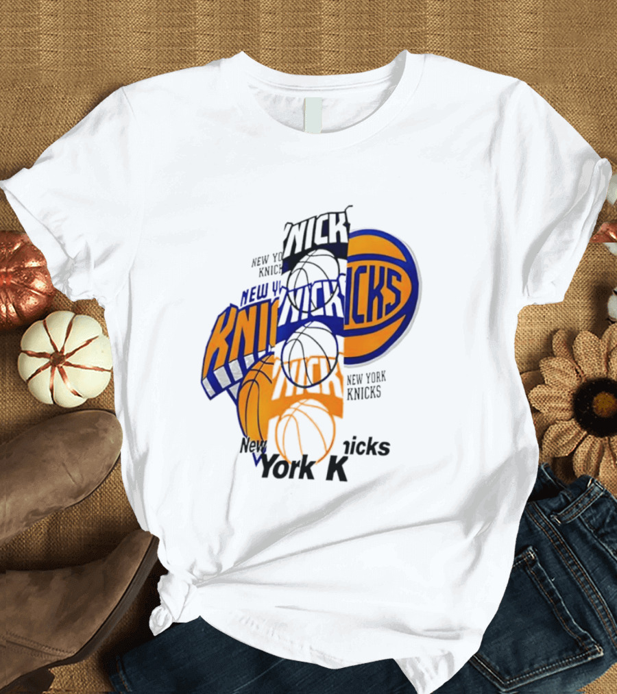New York Knicks Basketball Collage Fragmented T-Shirt