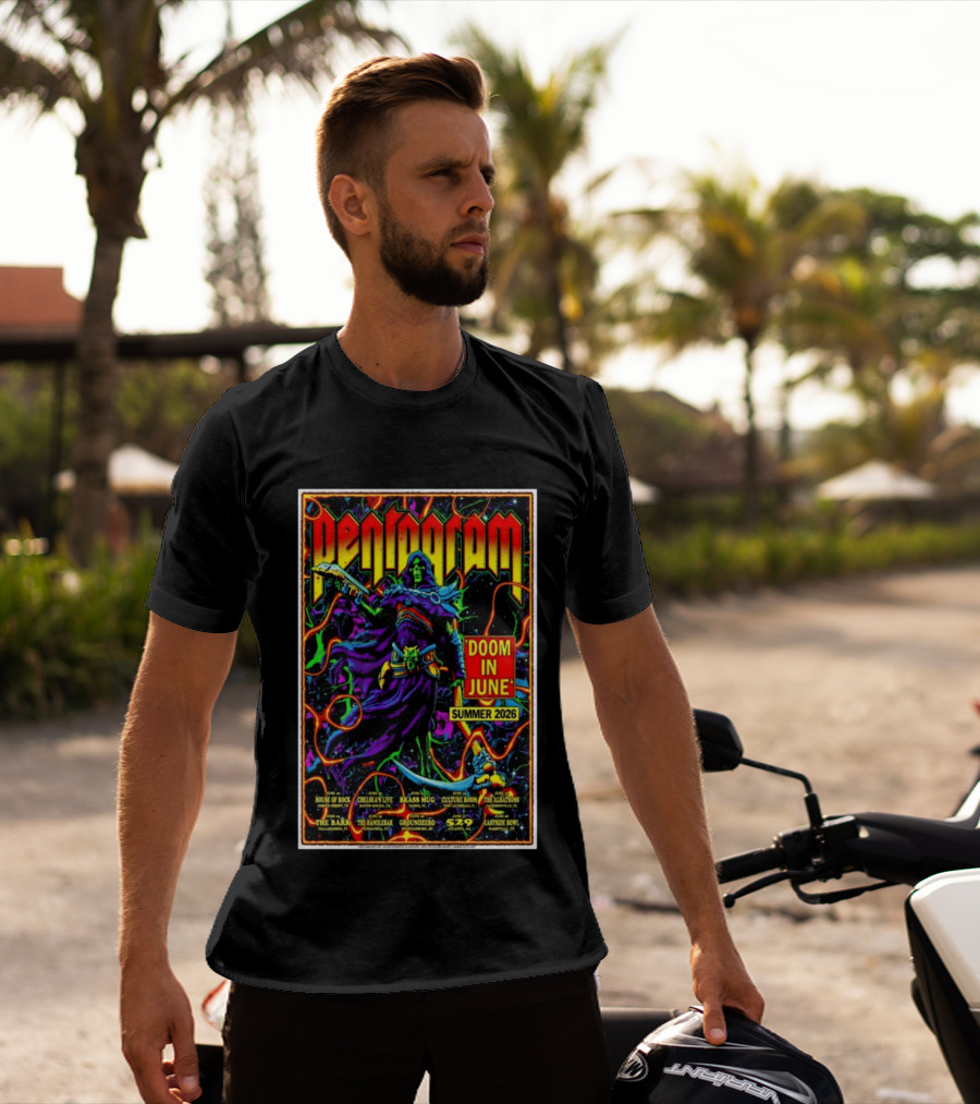Pentagram Doom In June Summer 2026 Tour House Of Rock Chelsea's Live Brass T-Shirt