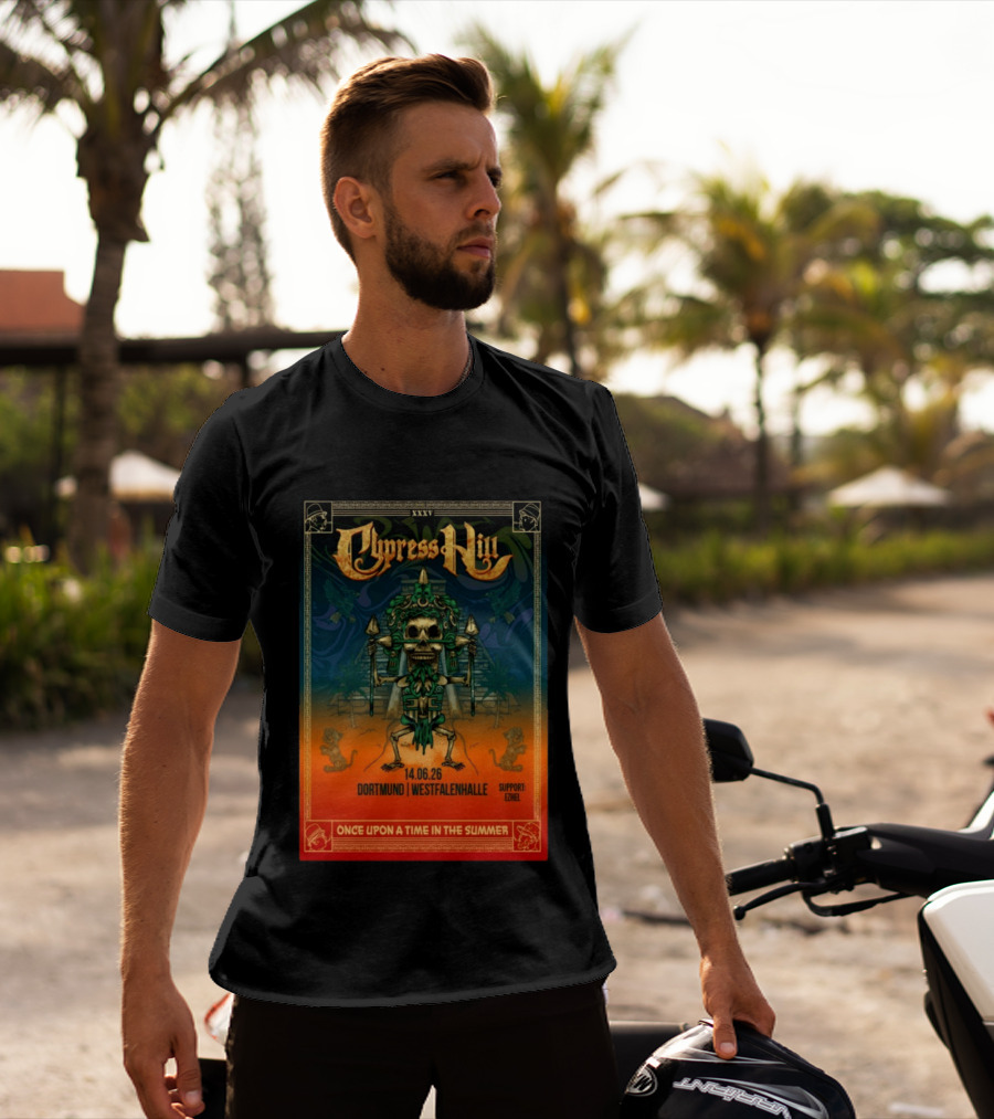 Cypress Hill XXXV Dortmund Westfalenhalle 14.06.26 Support E7hel Once Upon A Time In The Summer Skeleton Warrior T-Shirt